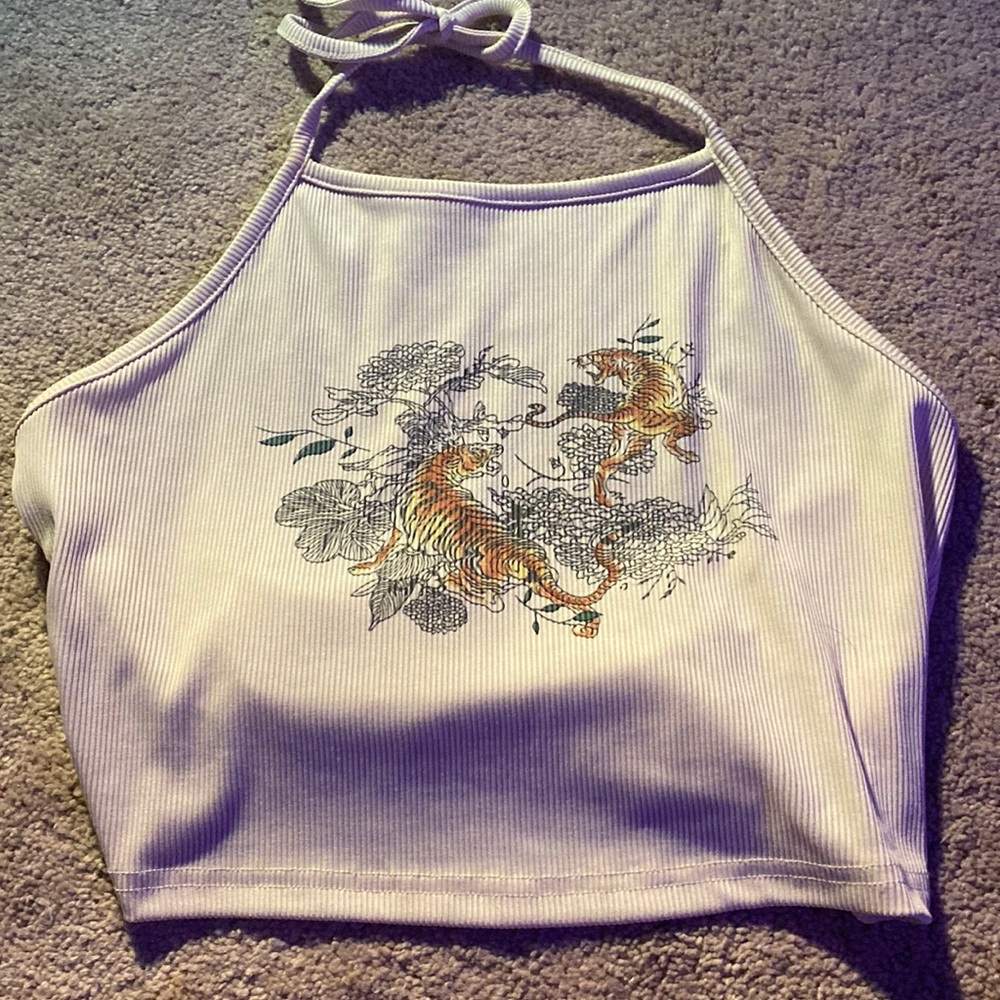 Beige cropped tang top
